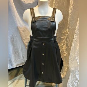 Wonder nation- overall dress black faux leather xxl